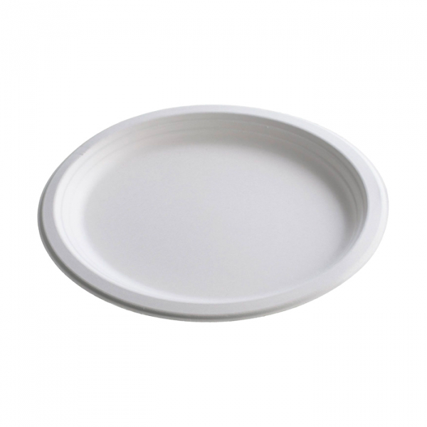 Assiette plate en pulpe de canne à sucre cm18