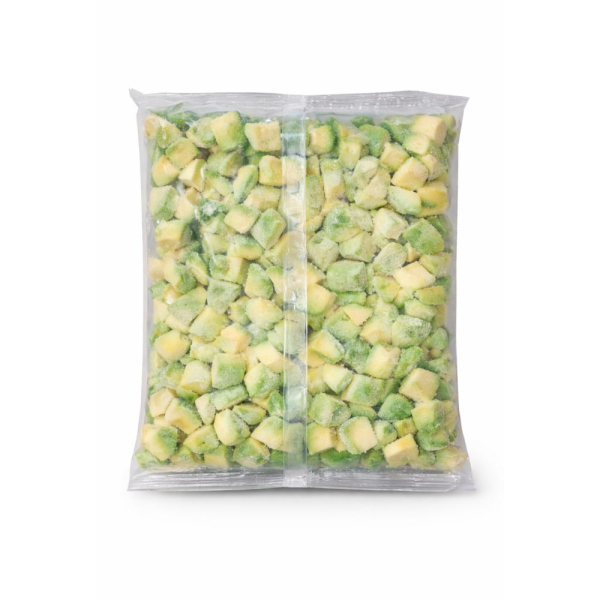 Cubetti di avocado surgelato taglio uniforme, pronti all’uso per preparazioni dolci e salate. Venduto da Orobica Food.