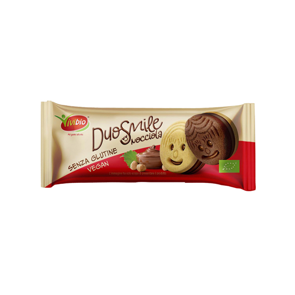Biscotti con crema alla nocciola biologici senza glutine DuoSmile