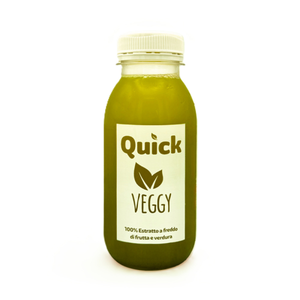Estratto a freddo Quick Veggy, mix di frutta e verdura 100% naturale ideale per una pausa sana e rinfrescante. Venduto da Orobica Food.