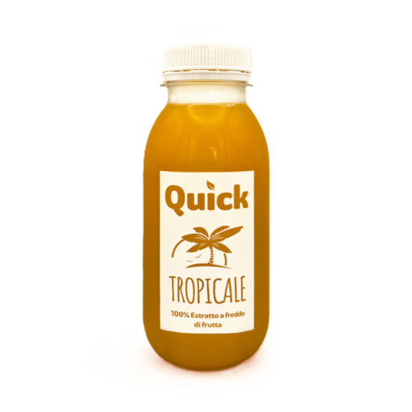 Estratto a freddo Quick Tropicale, bevanda 100% frutta dal gusto esotico e dissetante. Venduto da Orobica Food.