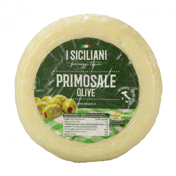 Sicilian pecorino cheese with olives