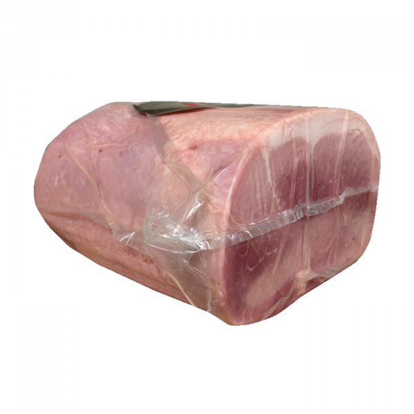 Cooked ham cut in half