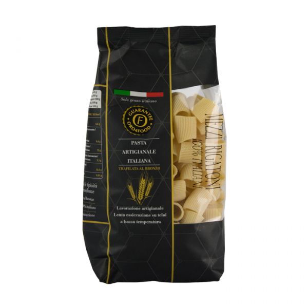 Mezzi rigatoni di semola di grano duro 100% italiano