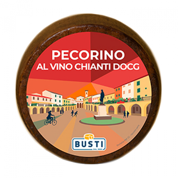 Pecorino seasoned with Chianti wine
