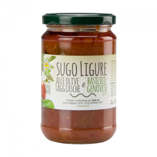 Ligurian taggiasche olives and Genovese Basil PDO sauce