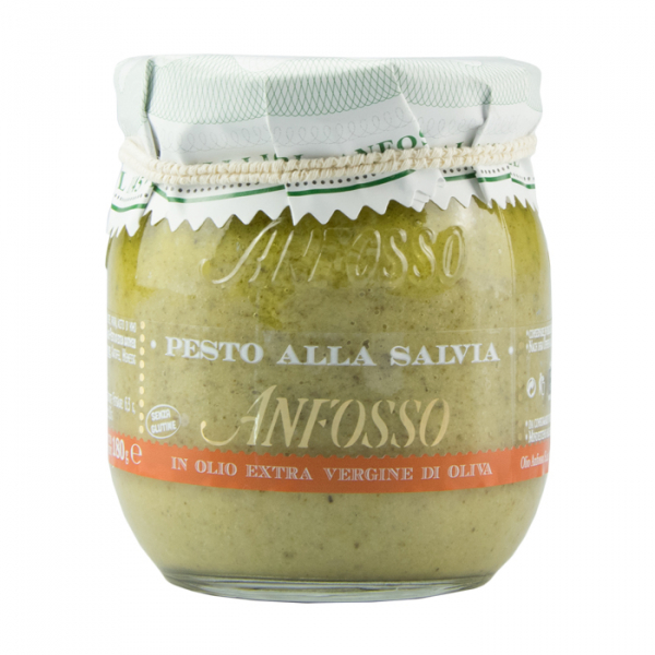 Pesto with sage in extra virgin olive oil