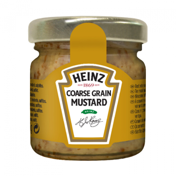 Single portion mustard in glass