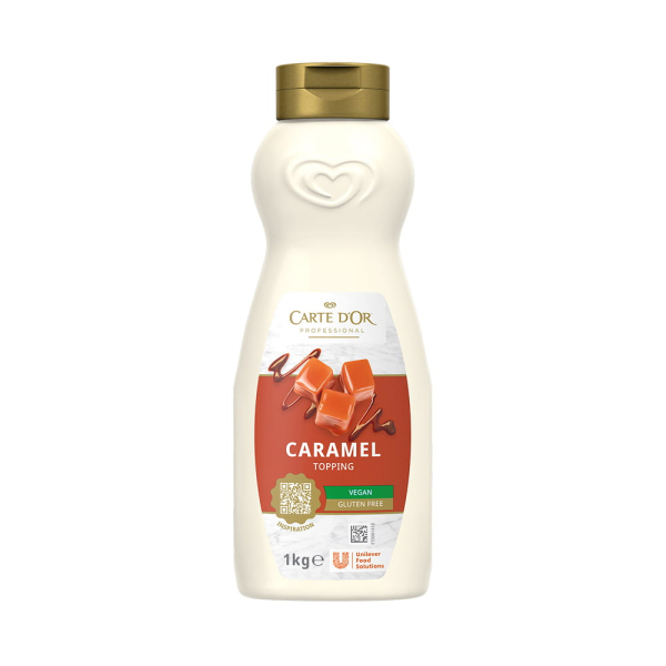 Tubo topping al caramello Carte d'Or professional da 1kg gluten free e vegan venduto da Orobica Food