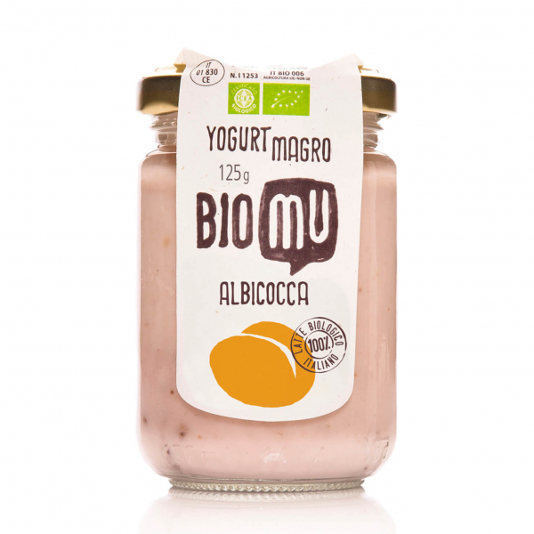 Yogurt biologico magro all’albicocca in vasetto di vetro richiudibile e 100% riciclabile venduto da Orobica Food

