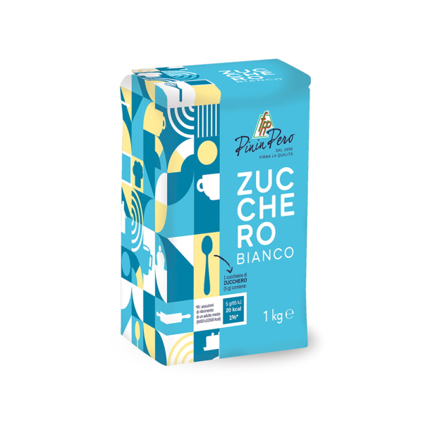 Confezione Pinin Pero di zucchero bianco semolato da 1 kg, ideale per dolci, bevande e preparazioni quotidiane. Venduto da Orobica Food.