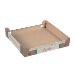 Cartone per pizza a cubo impilabile, colore avana, ecoliner, venduto da Orobica Food.
