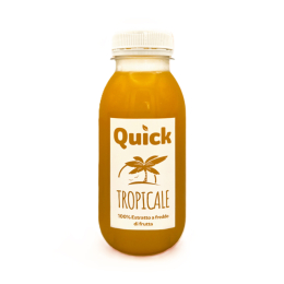 Estratto a freddo Quick Tropicale, bevanda 100% frutta dal gusto esotico e dissetante. Venduto da Orobica Food.
