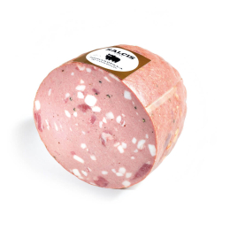 Mortadela de jabalí partida por la mitad, 4,5 kg, vendida por Orobica Food