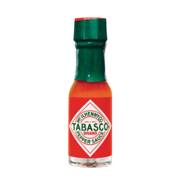 Bottiglietta di salsa piccante Tabasco originale, dal gusto intenso e speziato, ideale per insaporire piatti di carne, pesce e ricette internazionali. Venduto da Orobica Food.